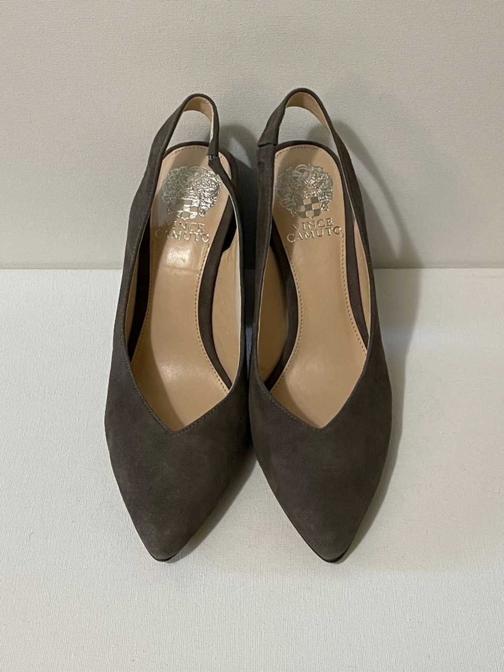 Vince Camuto Women's Size 8 Taupe Gray Suede Sling-back Heels (NWOT/B)